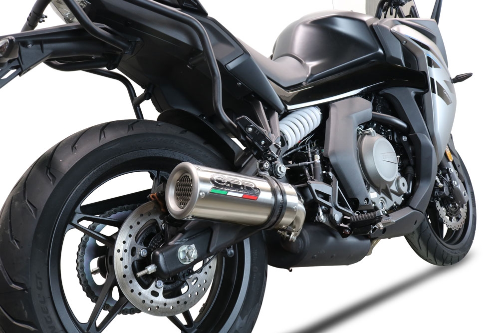 GPR exhaust compatible with  Cf Moto 650 Gt 2022-2024, M3 Titanium Natural, Homologated legal slip-on exhaust including removable db killer and link pipe 