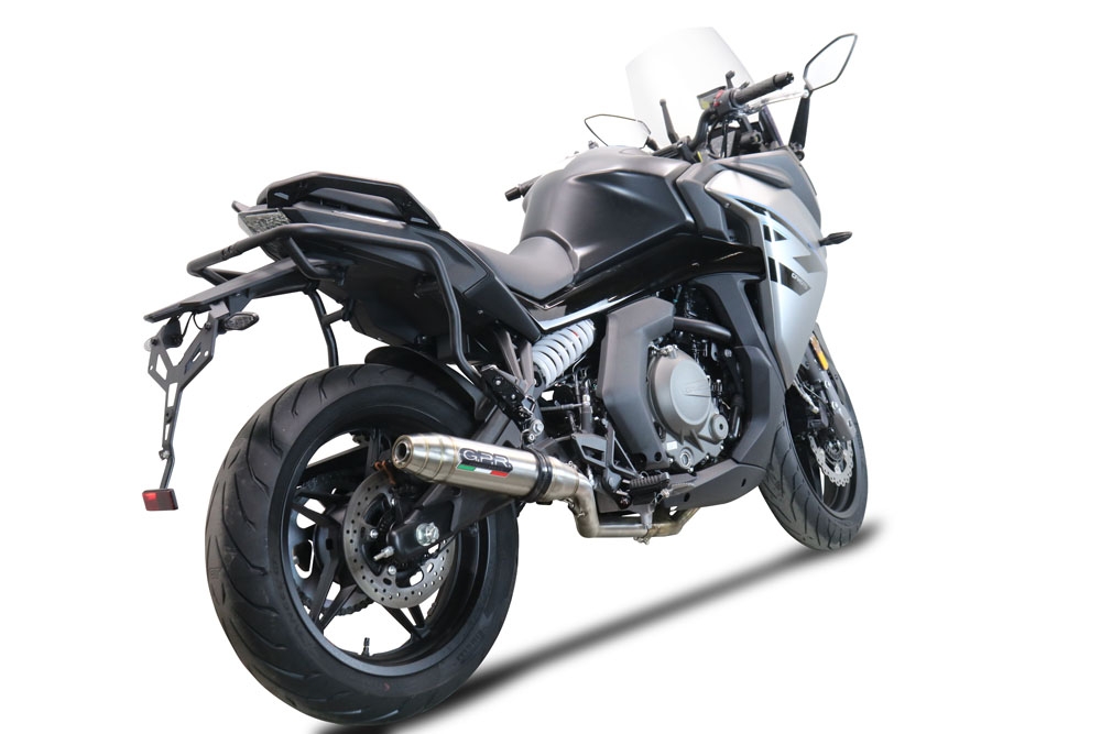 GPR exhaust compatible with  Cf Moto 650 Gt 2022-2024, Deeptone Inox, Slip-on exhaust legal for UK and non-EU markets including link pipe and removable db killer 