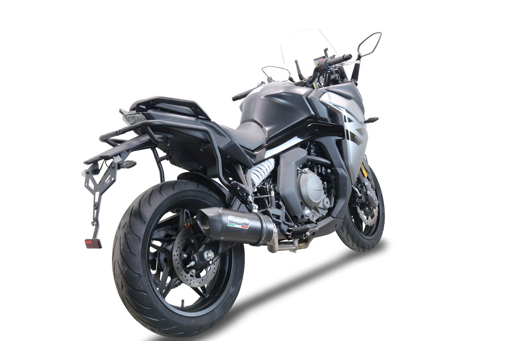 GPR exhaust compatible with  Cf Moto 650 Gt 2022-2024, Furore Nero, Slip-on exhaust legal for UK and non-EU markets including link pipe and removable db killer 