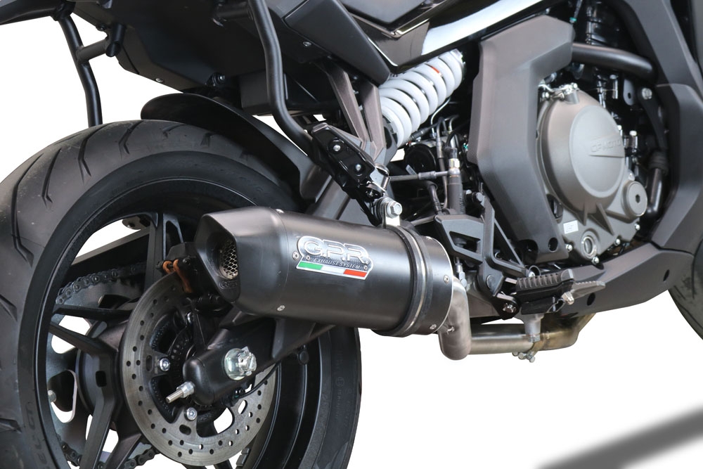 GPR exhaust compatible with  Cf Moto 650 Gt 2022-2024, Furore Nero, Slip-on exhaust legal for UK and non-EU markets including link pipe and removable db killer 