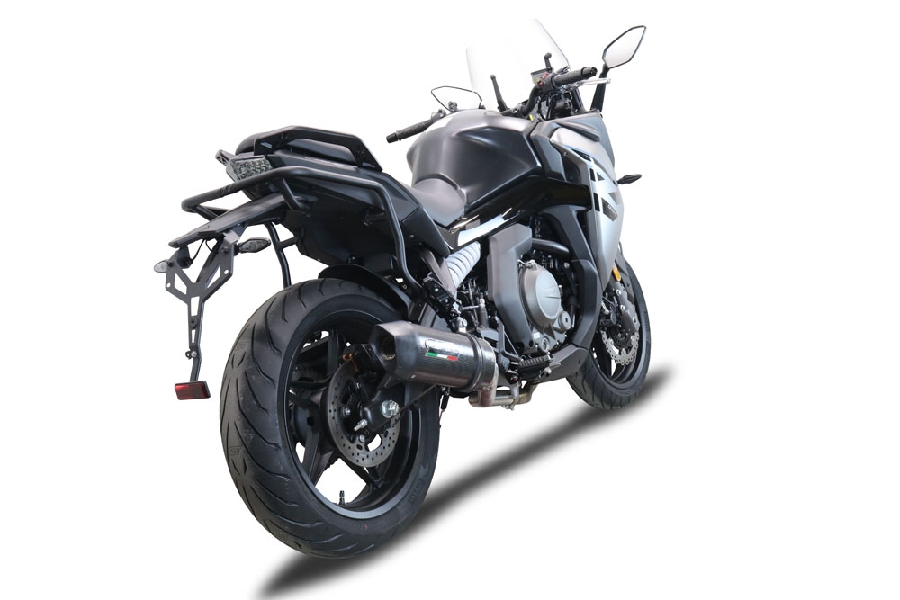 GPR exhaust compatible with  Cf Moto 650 Gt 2022-2024, Furore Poppy, Slip-on exhaust legal for UK and non-EU markets including link pipe and removable db killer 