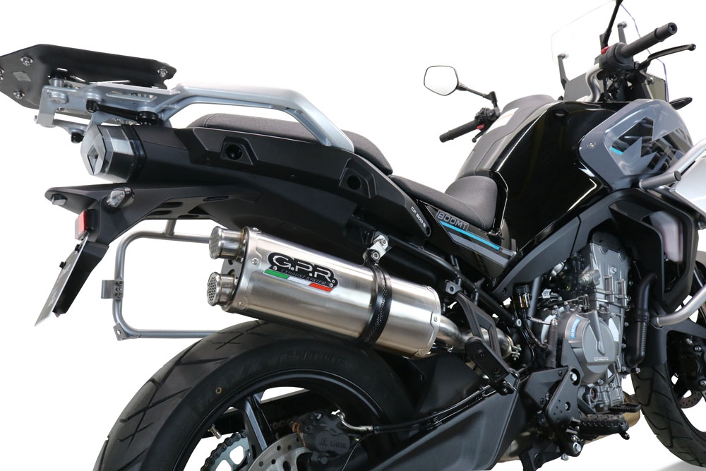 GPR exhaust compatible with  Cf Moto 800 Mt Sport 2022-2024, Dual Inox, Homologated legal slip-on exhaust including removable db killer and link pipe 