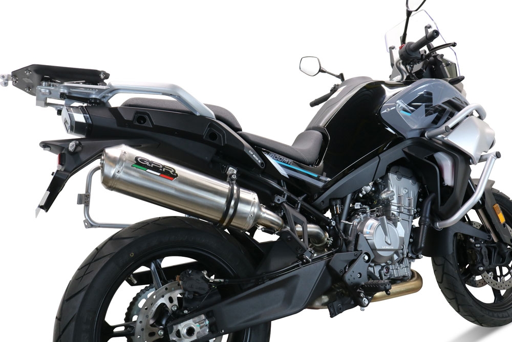 GPR exhaust compatible with  Cf Moto 800 Mt Sport 2022-2024, Satinox , Homologated legal slip-on exhaust including removable db killer and link pipe 