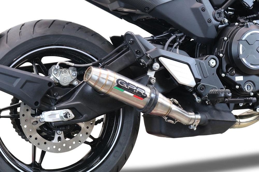 GPR exhaust compatible with  Cf Moto 700 CL-X Sport 2022-2024, Deeptone Inox, Homologated legal slip-on exhaust including removable db killer and link pipe 