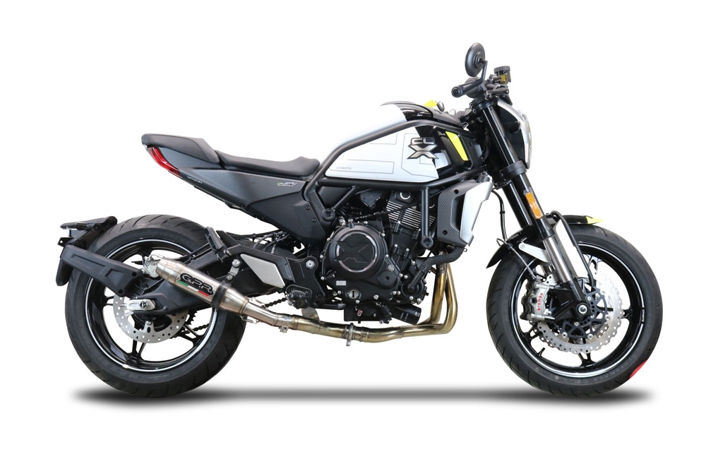 GPR exhaust compatible with  Cf Moto 700 CL-X Adv 2022-2024, Deeptone Inox, Slip-on exhaust legal for UK and non-EU markets including link pipe and removable db killer 