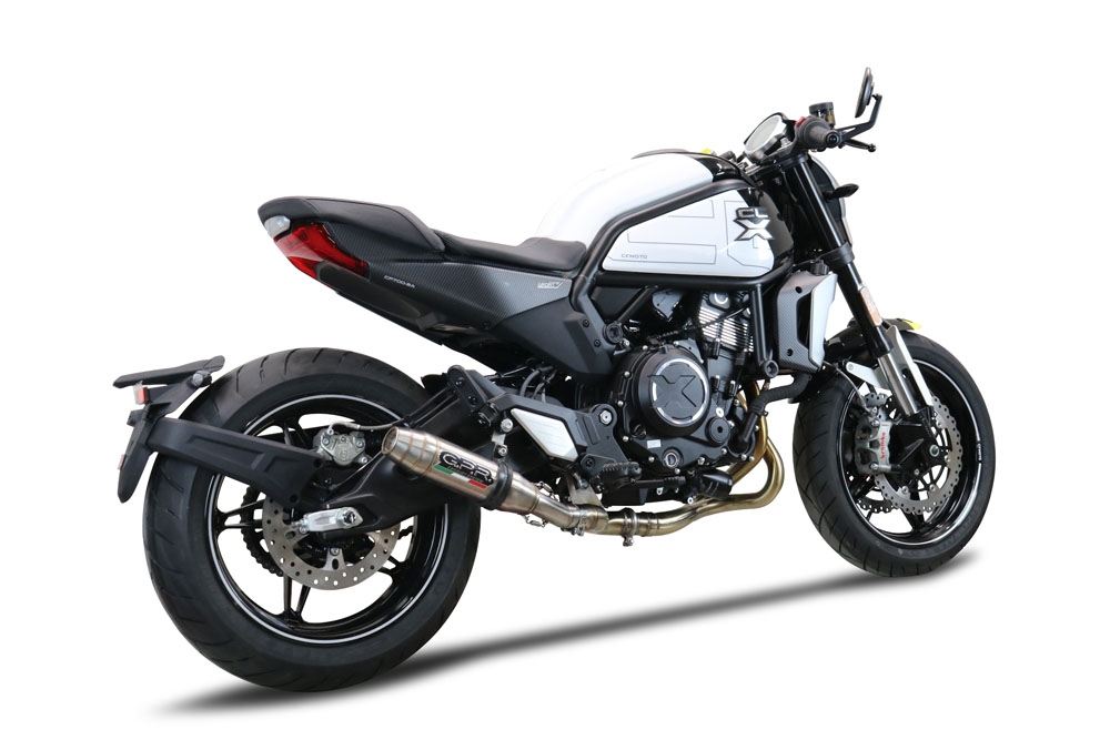 GPR exhaust compatible with  Cf Moto 700 CL-X Adv 2022-2024, Deeptone Inox, Slip-on exhaust legal for UK and non-EU markets including link pipe and removable db killer 