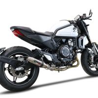 GPR exhaust compatible with  Cf Moto 700 CL-X Adv 2022-2024, Deeptone Inox, Slip-on exhaust legal for UK and non-EU markets including link pipe and removable db killer 