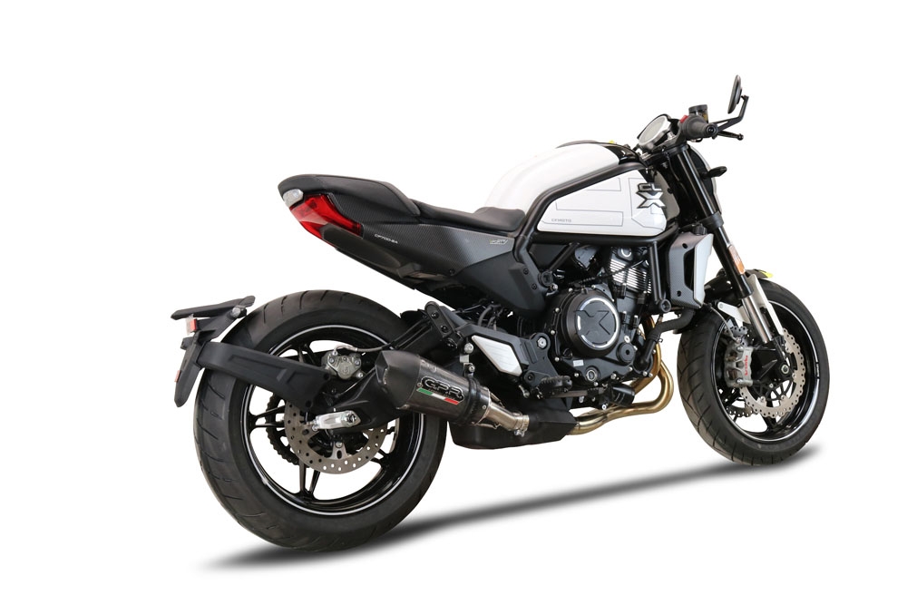 GPR exhaust compatible with  Cf Moto 700 CL-X Adv 2022-2024, Gpe Ann. Poppy, Homologated legal slip-on exhaust including removable db killer and link pipe 