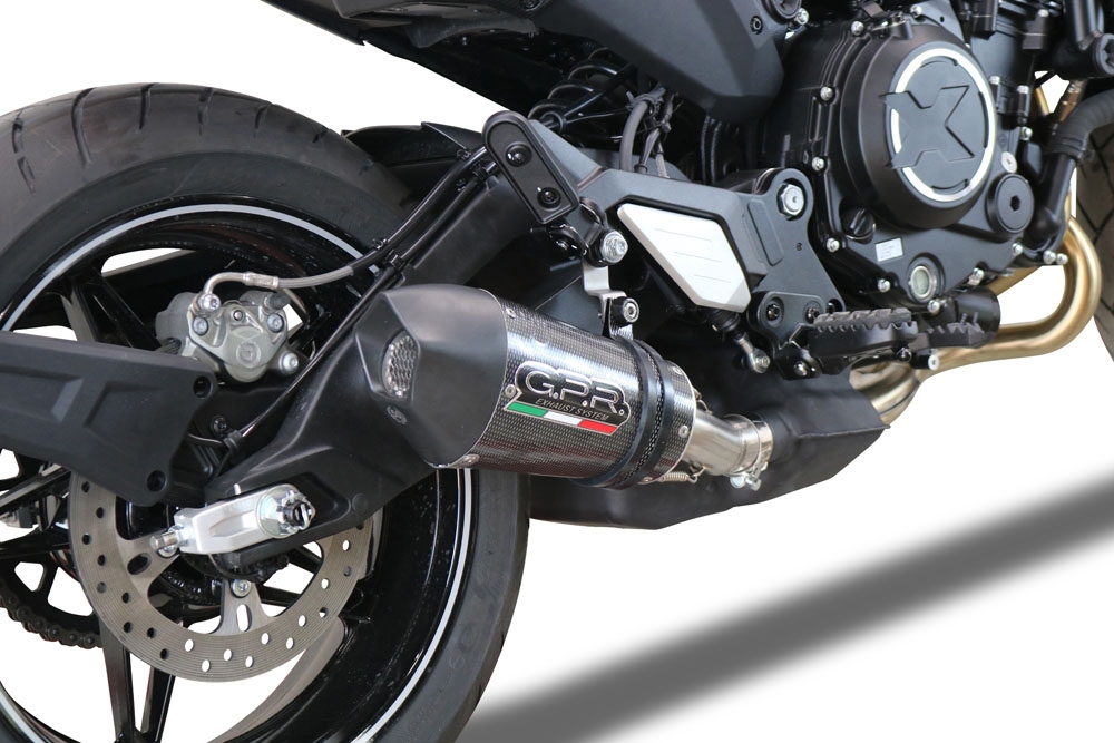 GPR exhaust compatible with  Cf Moto 700 CL-X Adv 2022-2024, Gpe Ann. Poppy, Homologated legal slip-on exhaust including removable db killer and link pipe 