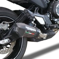 GPR exhaust compatible with  Cf Moto 700 CL-X Adv 2022-2024, Gpe Ann. Poppy, Homologated legal slip-on exhaust including removable db killer and link pipe 