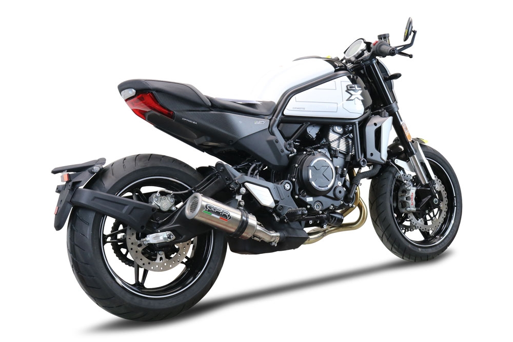 GPR exhaust compatible with  Cf Moto 700 CL-X Adv 2022-2024, M3 Titanium Natural, Homologated legal slip-on exhaust including removable db killer and link pipe 