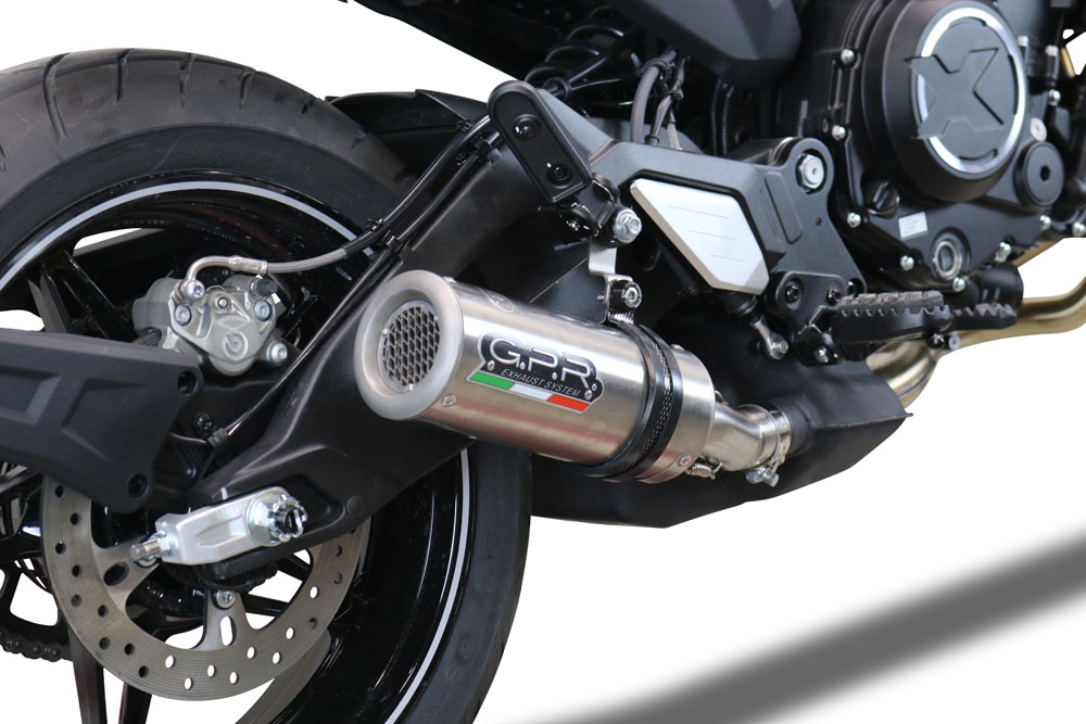 GPR exhaust compatible with  Cf Moto 700 CL-X Heritage  2022-2024, M3 Inox , Homologated legal slip-on exhaust including removable db killer and link pipe 