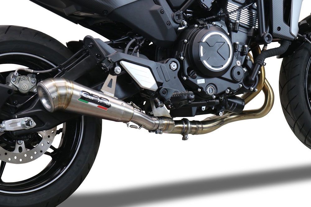 GPR exhaust compatible with  Cf Moto 700 CL-X Adv 2022-2024, Powercone Evo, Mid-full system exhaust legal for UK and non-EU markets including removable db killer 