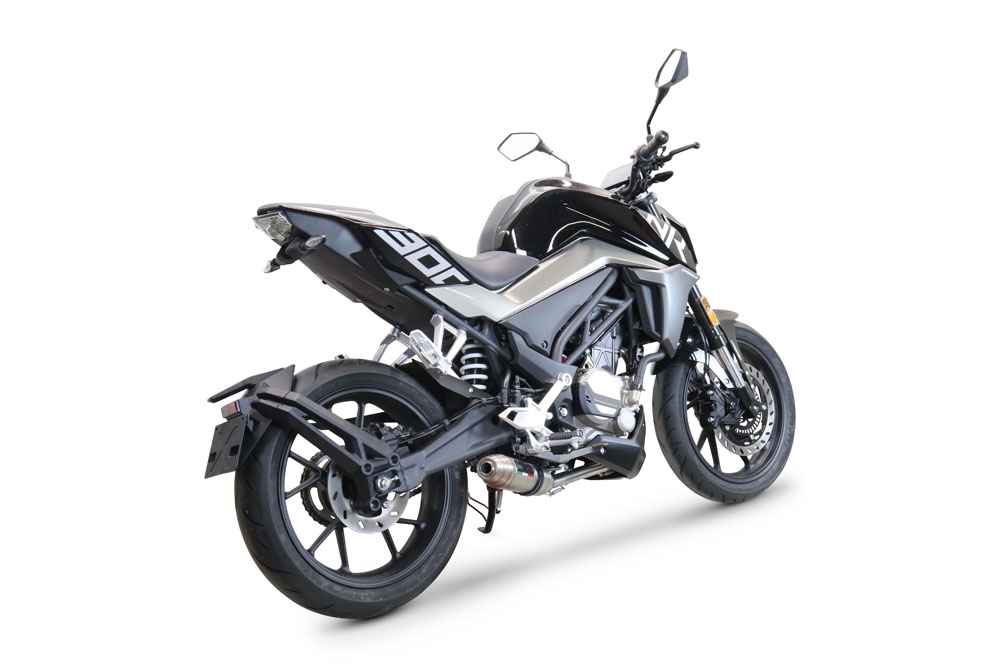 GPR exhaust compatible with  Cf Moto 300 NK 2022-2024, Deeptone Inox, full system exhaust legal for UK and non-EU countries including removable db killer 