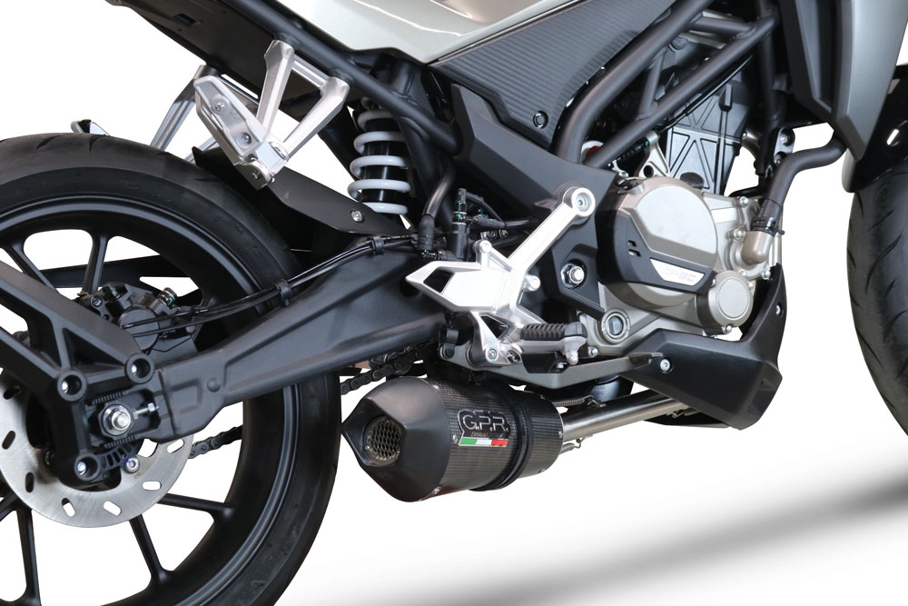 GPR exhaust compatible with  Cf Moto 300 NK 2022-2024, GP Evo4 Poppy, full system exhaust legal for UK and non-EU countries including removable db killer 