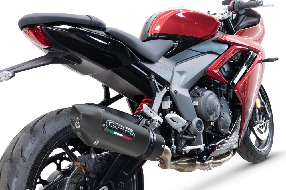 GPR exhaust compatible with  Triumph Daytona 660 2023-2025, GP Evo4 Black Titanium, Homologated legal full system exhaust, including removable db killer and catalyst 