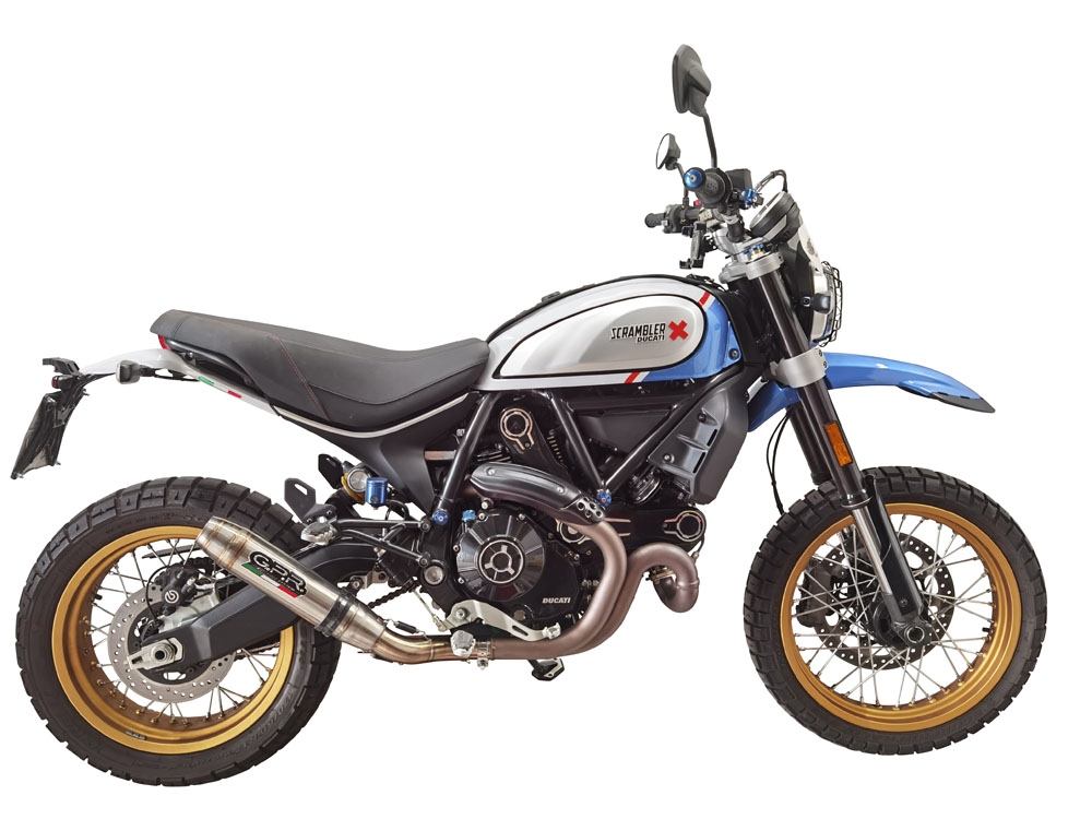 GPR exhaust compatible with  Ducati Scrambler 800 Icon -Icon Dark 2021-2022, Deeptone Inox, Homologated legal slip-on exhaust including removable db killer, link pipe and catalyst 