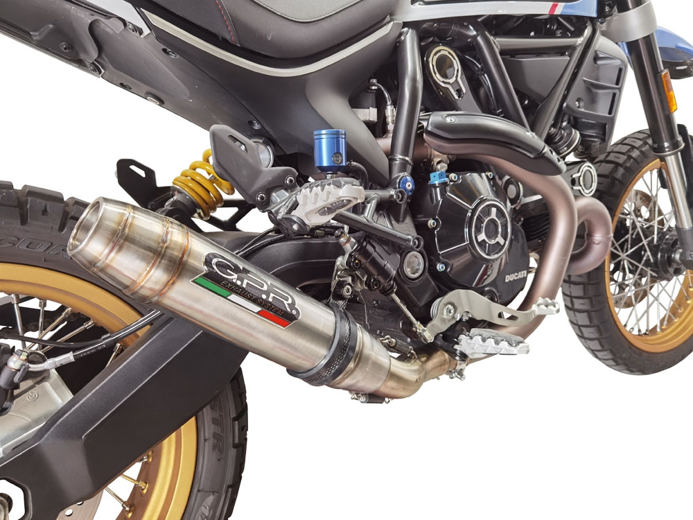 GPR exhaust compatible with  Ducati Scrambler 800 Icon -Icon Dark 2021-2022, Deeptone Inox, Homologated legal slip-on exhaust including removable db killer, link pipe and catalyst 