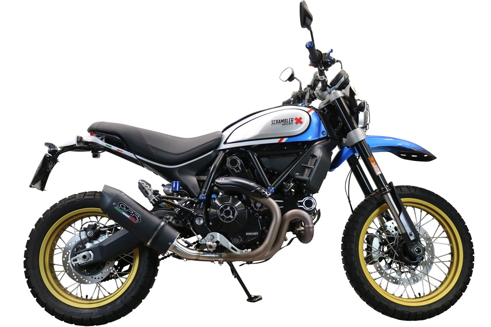 GPR exhaust compatible with  Ducati Scrambler 800 Desert Sled -DS Fasthouse 2021-2024, Furore Poppy, Slip-on exhaust legal for UK and non-EU markets including link pipe and removable db killer 