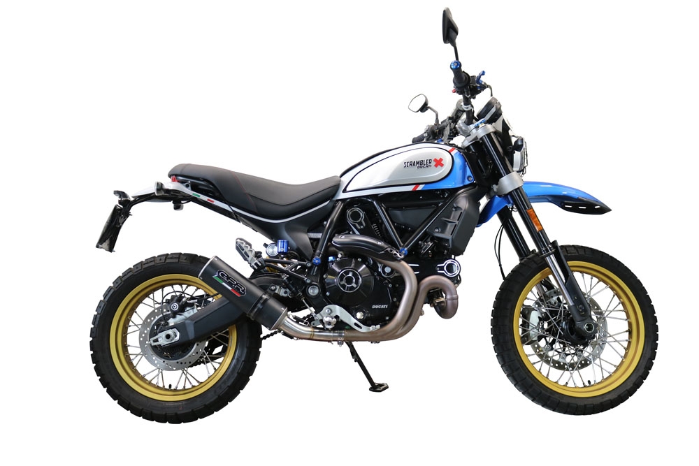 GPR exhaust compatible with  Ducati Scrambler 800 Desert Sled -DS Fasthouse 2021-2024, M3 Black Titanium, Homologated legal slip-on exhaust including removable db killer, link pipe and catalyst 