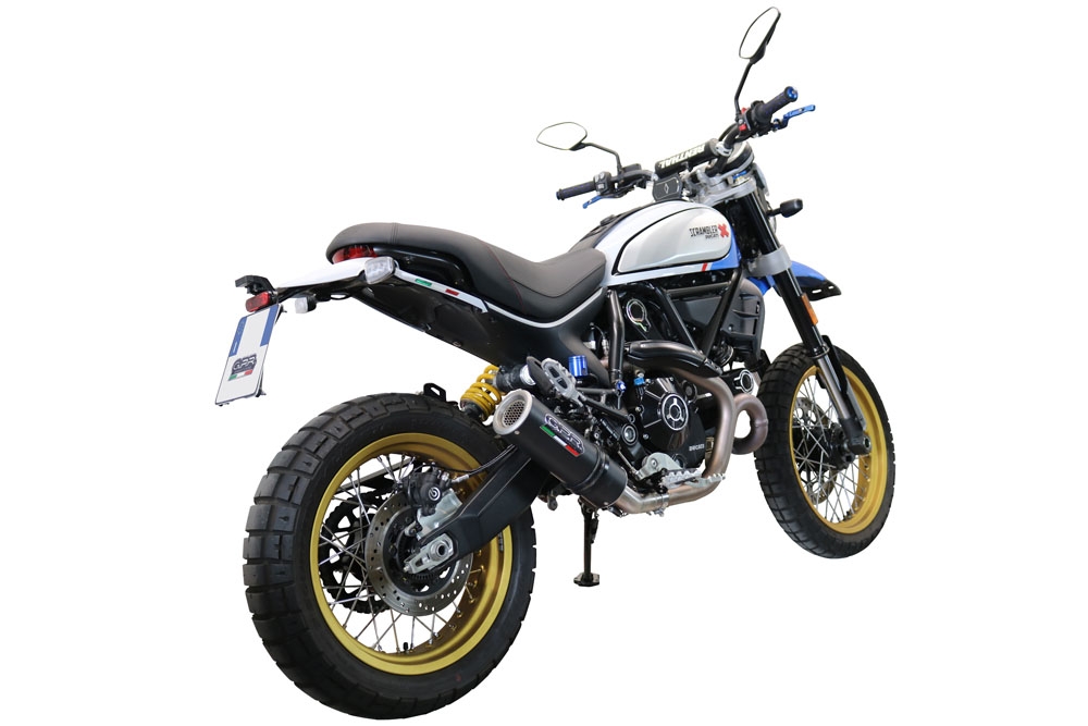 GPR exhaust compatible with  Ducati Scrambler 800 Desert Sled -DS Fasthouse 2021-2024, M3 Black Titanium, Homologated legal slip-on exhaust including removable db killer, link pipe and catalyst 