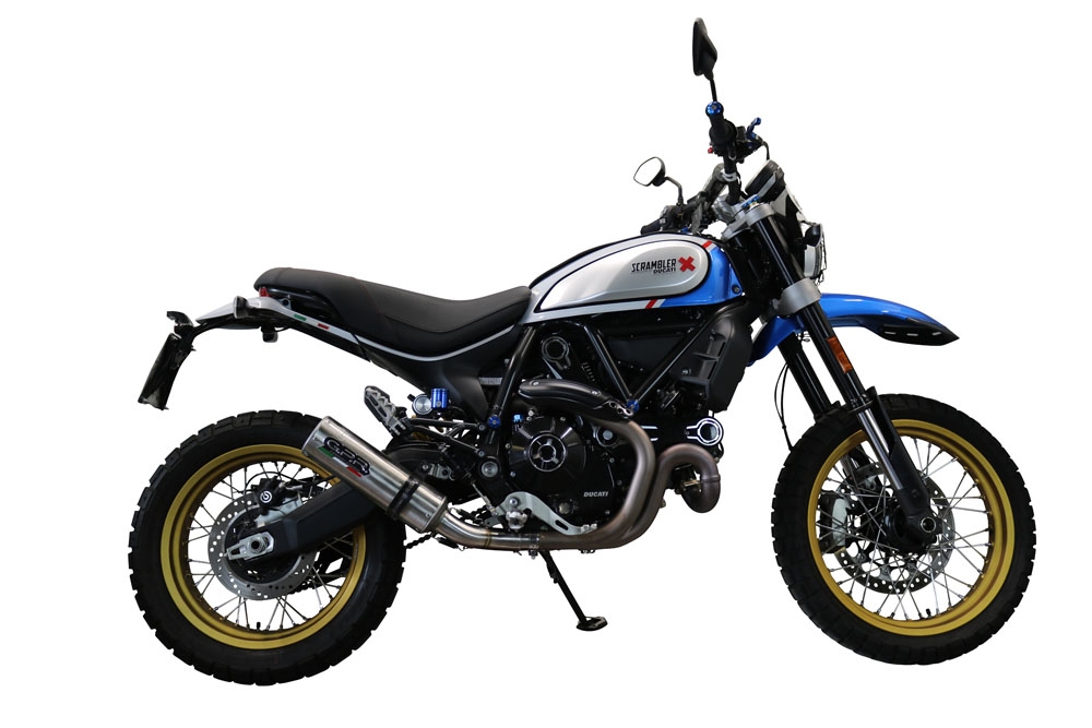 GPR exhaust compatible with  Ducati Scrambler 800 Icon -Icon Dark 2021-2022, M3 Titanium Natural, Homologated legal slip-on exhaust including removable db killer, link pipe and catalyst 