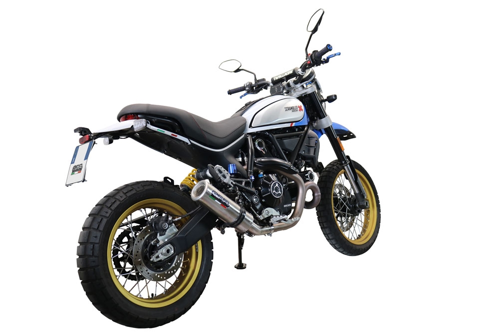 GPR exhaust compatible with  Ducati Scrambler 800 Icon -Icon Dark 2021-2022, M3 Titanium Natural, Homologated legal slip-on exhaust including removable db killer, link pipe and catalyst 