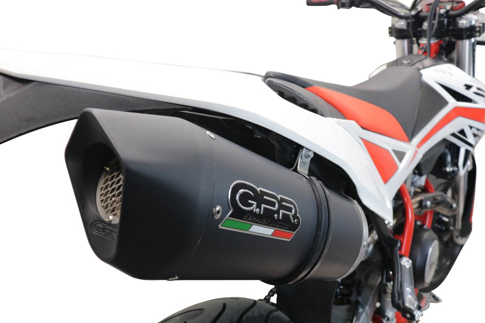 GPR exhaust compatible with  Beta RR 125 4T Motard 2021-2024, Furore Evo4 Nero, Slip-on exhaust legal for UK and non-EU markets including link pipe and removable db killer 