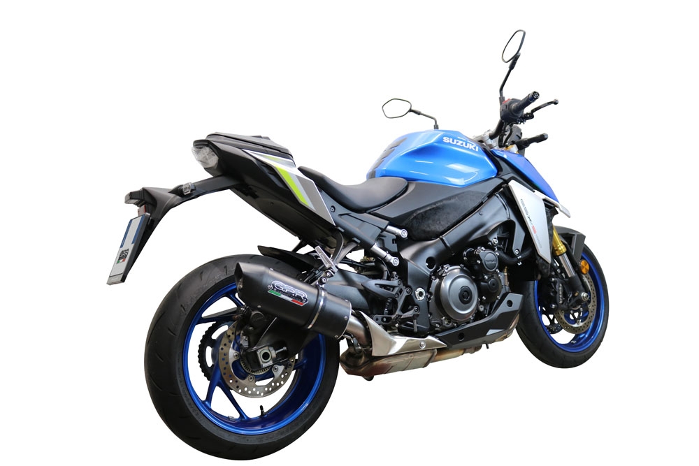 GPR exhaust compatible with  Suzuki Gsx-S 1000  2021-2024, Furore Evo4 Nero, Homologated legal slip-on exhaust including removable db killer and link pipe 