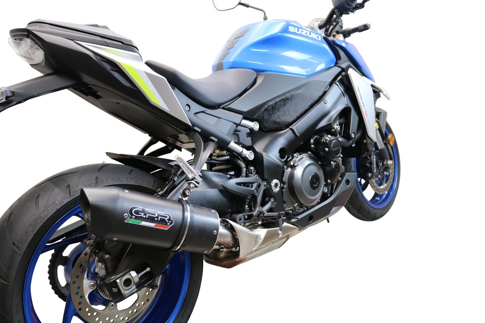 GPR exhaust compatible with  Suzuki Gsx-S 1000  2021-2024, Furore Evo4 Nero, Homologated legal slip-on exhaust including removable db killer and link pipe 