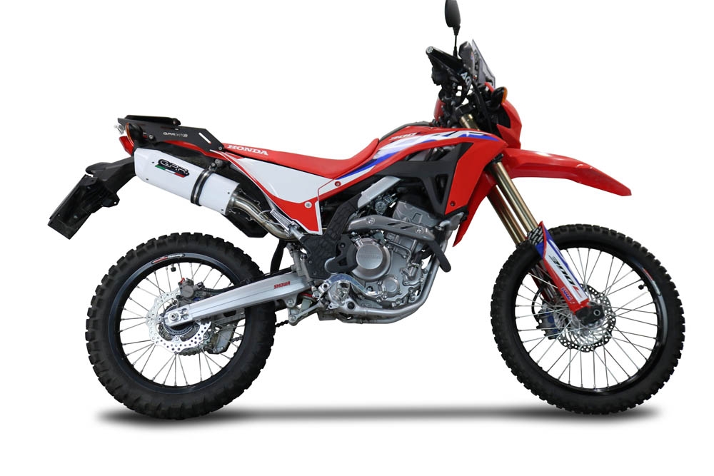 GPR exhaust compatible with  Honda Crf 300 L - Rally 2021-2024, Albus Ceramic, Slip-on exhaust legal for UK and non-EU markets including link pipe and removable db killer 