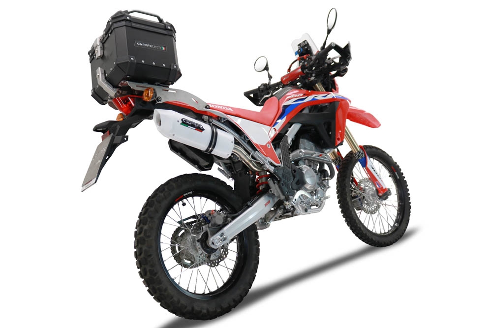 GPR exhaust compatible with  Honda Crf 300 L - Rally 2021-2024, Albus Ceramic, Slip-on exhaust legal for UK and non-EU markets including link pipe and removable db killer 