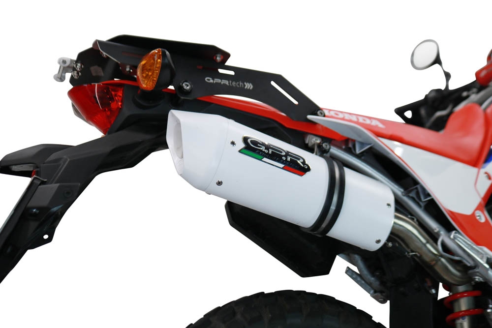 GPR exhaust compatible with  Honda Crf 300 L - Rally 2021-2024, Albus Ceramic, Slip-on exhaust legal for UK and non-EU markets including link pipe and removable db killer 