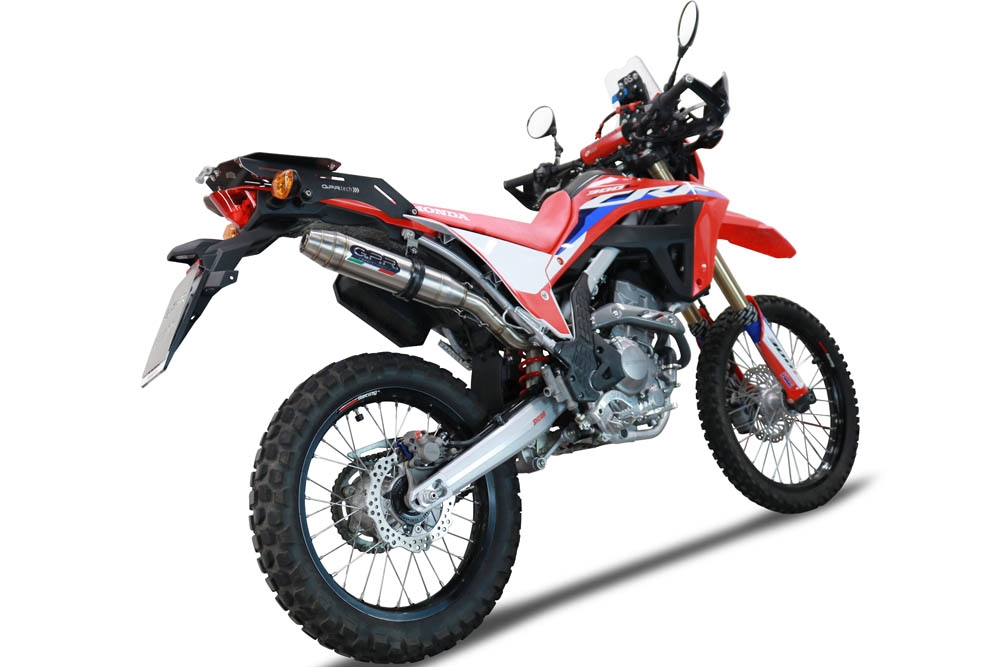 GPR exhaust compatible with  Honda Crf 300 L - Rally 2021-2024, Deeptone Inox, Slip-on exhaust legal for UK and non-EU markets including link pipe and removable db killer 