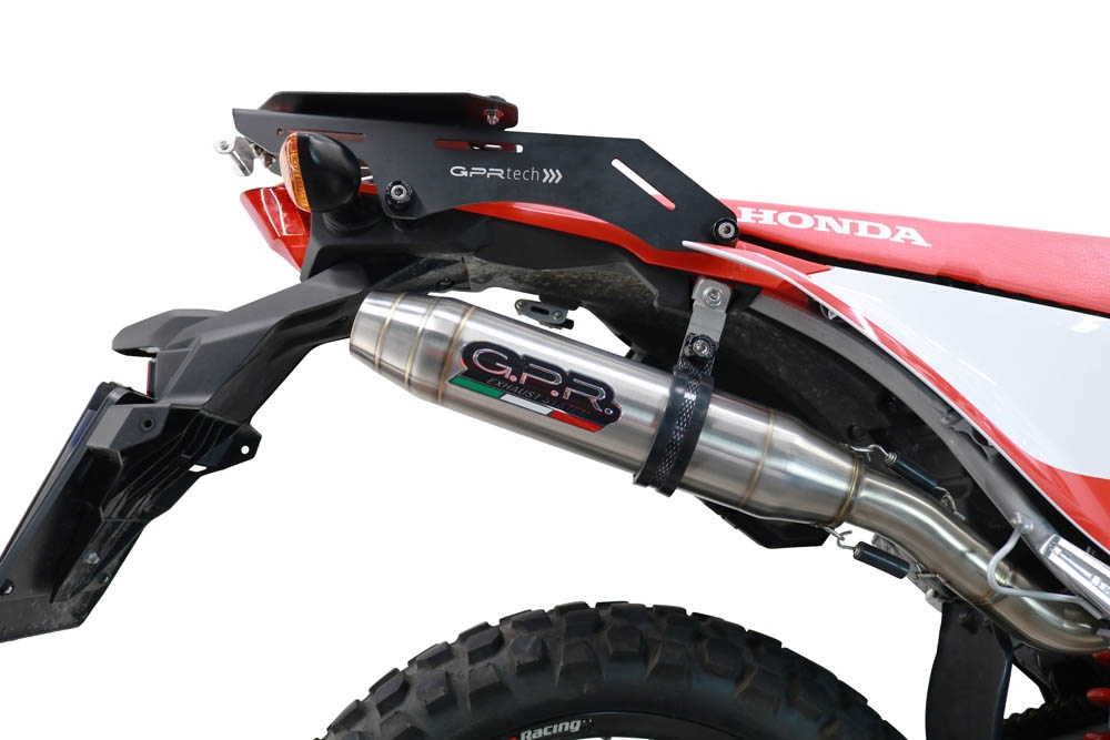 GPR exhaust compatible with  Honda Crf 300 L - Rally 2021-2024, Deeptone Inox, Slip-on exhaust legal for UK and non-EU markets including link pipe and removable db killer 