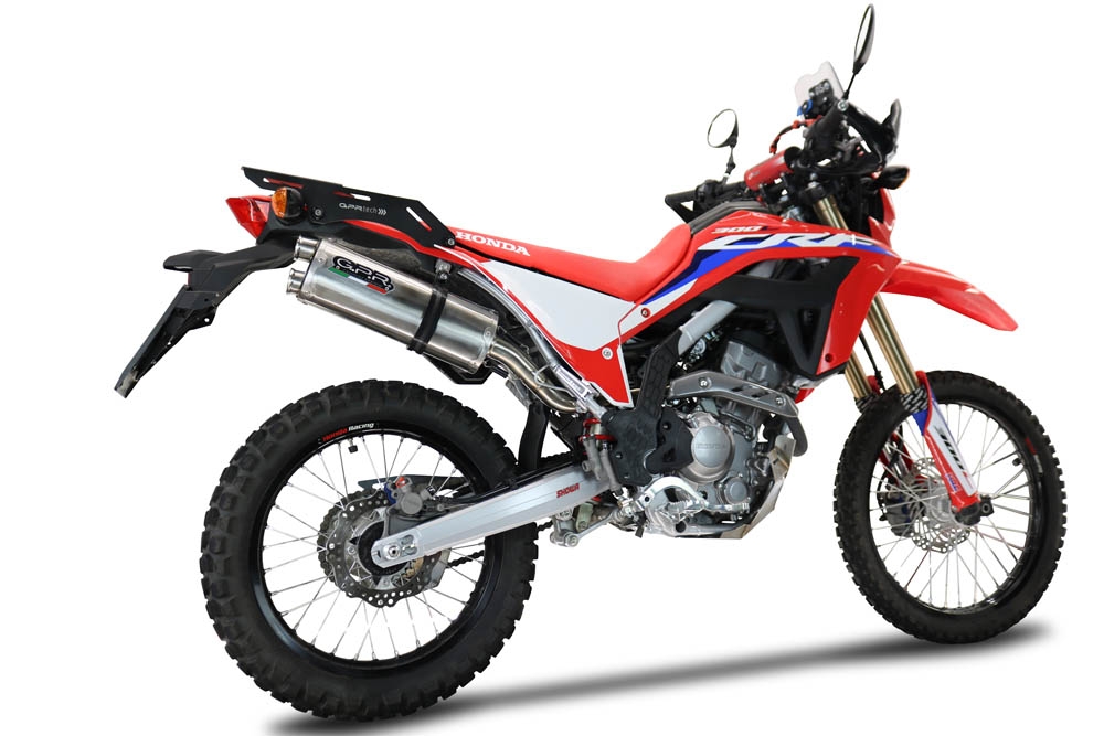 GPR exhaust compatible with  Honda Crf 300 L - Rally 2021-2024, Dual Inox, Homologated legal slip-on exhaust including removable db killer, link pipe and catalyst 