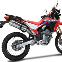 GPR exhaust compatible with  Honda Crf 300 L - Rally 2021-2024, Dual Inox, Homologated legal slip-on exhaust including removable db killer, link pipe and catalyst 