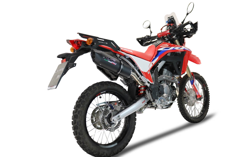 GPR exhaust compatible with  Honda Crf 300 L - Rally 2021-2024, Furore Evo4 Nero, Homologated legal slip-on exhaust including removable db killer, link pipe and catalyst 