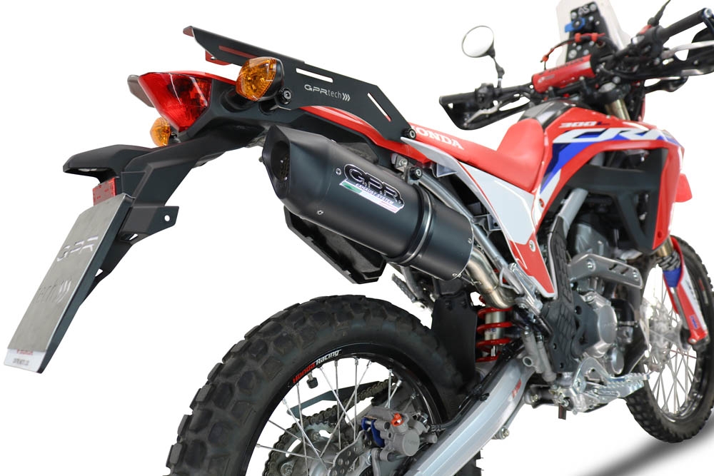 GPR exhaust compatible with  Honda Crf 300 L - Rally 2021-2024, Furore Evo4 Nero, Homologated legal slip-on exhaust including removable db killer, link pipe and catalyst 