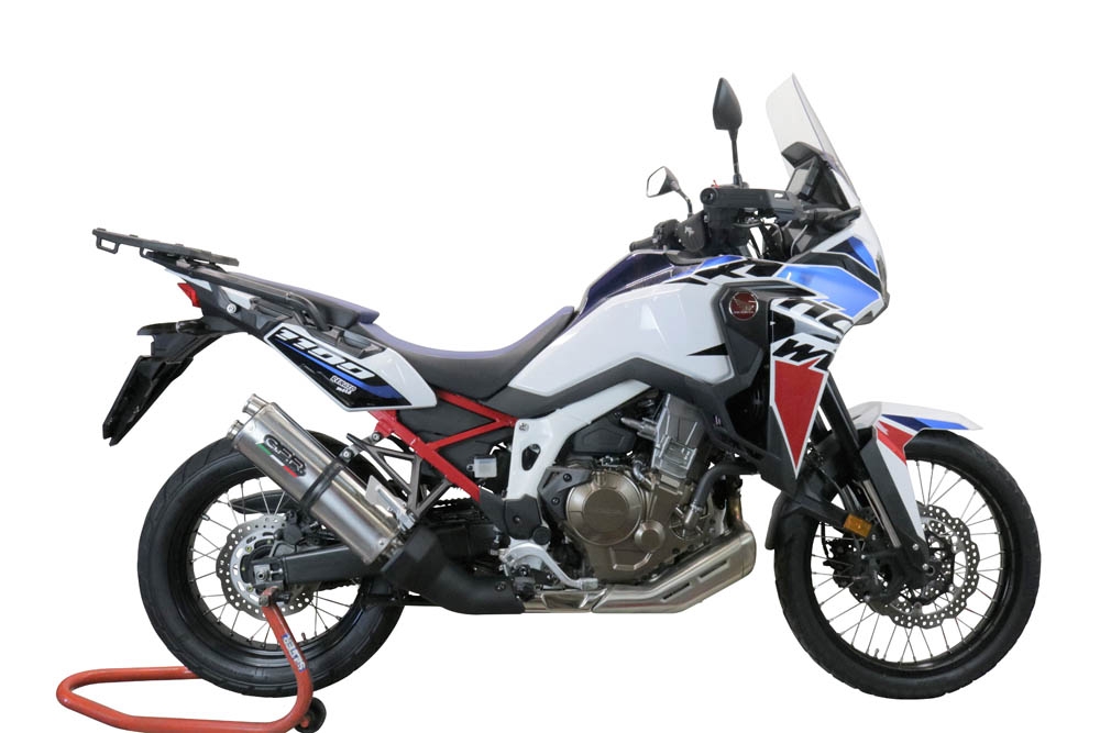 GPR exhaust compatible with  Honda Crf 1100 L Africa Twin Adventure Sport 2020-2024, Dual Inox, Homologated legal slip-on exhaust including removable db killer and link pipe 