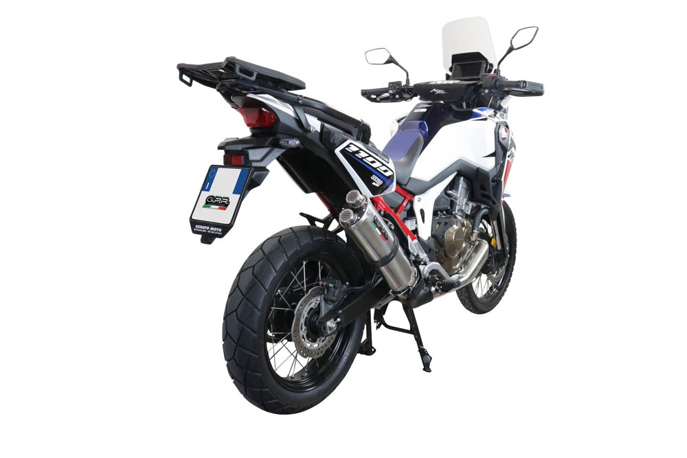 GPR exhaust compatible with  Honda Crf 1100 L Africa Twin Adventure Sport 2020-2024, Dual Inox, Homologated legal slip-on exhaust including removable db killer and link pipe 