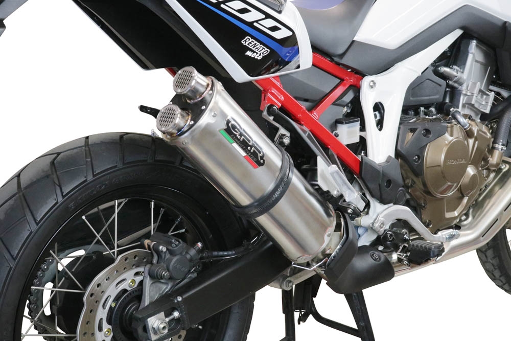 GPR exhaust compatible with  Honda Crf 1100 L Africa Twin Adventure Sport 2020-2024, Dual Inox, Homologated legal slip-on exhaust including removable db killer and link pipe 