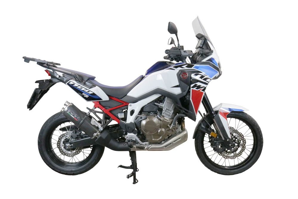 GPR exhaust compatible with  Honda Crf 1100 L Africa Twin 2020-2024, Dual Poppy, Homologated legal slip-on exhaust including removable db killer and link pipe 