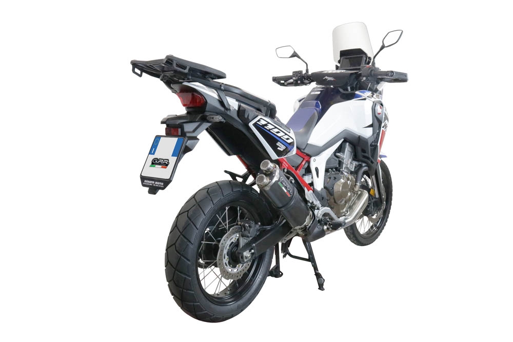 GPR exhaust compatible with  Honda Crf 1100 L Africa Twin 2020-2024, Dual Poppy, Homologated legal slip-on exhaust including removable db killer and link pipe 