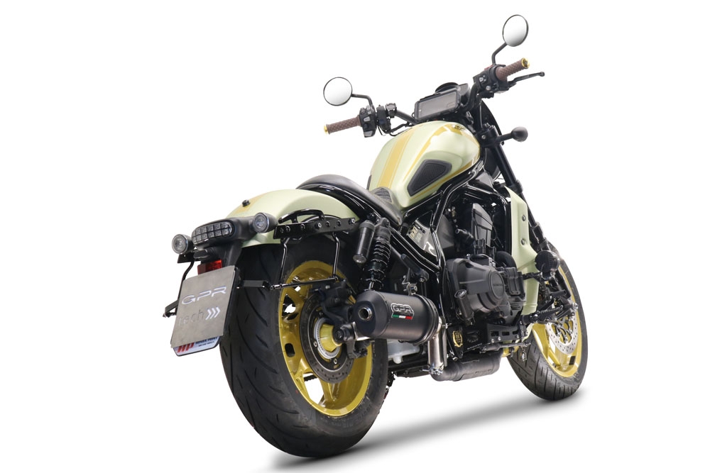 GPR exhaust compatible with  Honda Cmx 1100 Rebel 2021-2024, Ghisa , Homologated legal slip-on exhaust including removable db killer and link pipe 