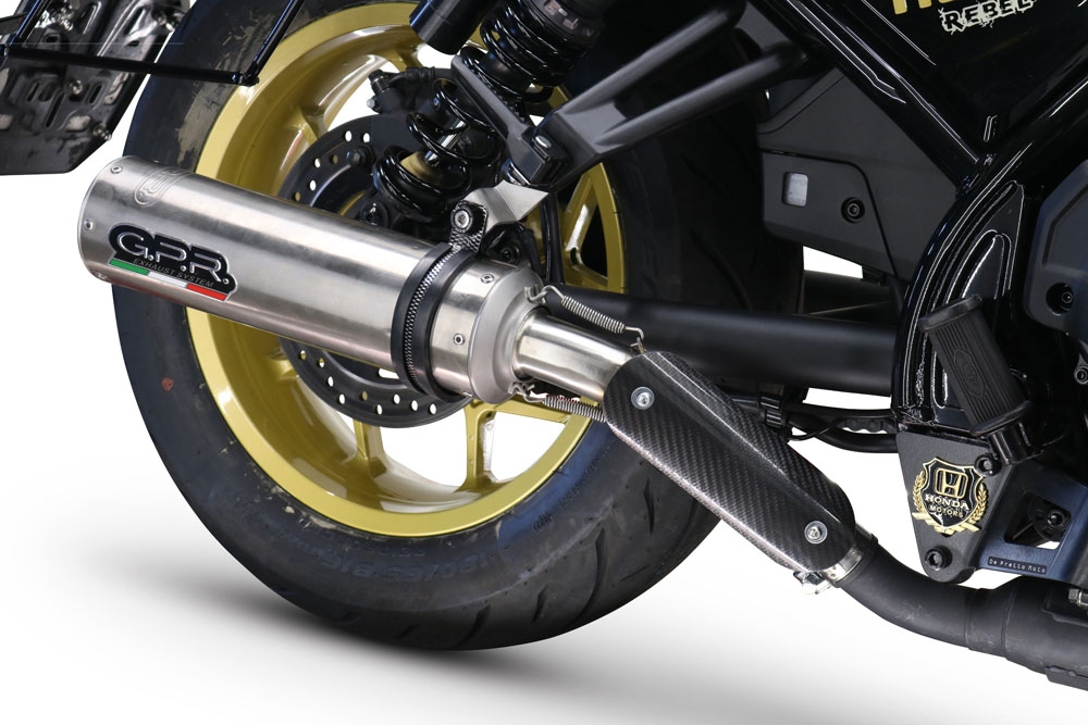 GPR exhaust compatible with  Honda Cmx 1100 Rebel 2021-2024, M3 Inox , Homologated legal slip-on exhaust including removable db killer and link pipe 