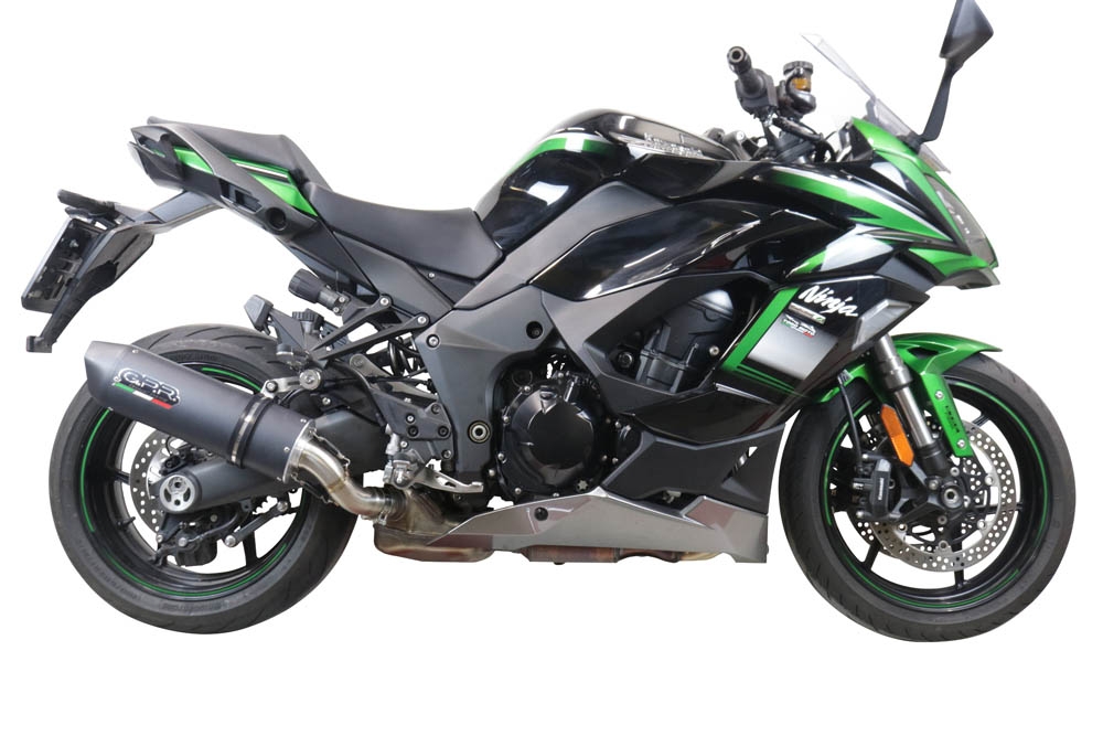 GPR exhaust compatible with  Kawasaki Ninja 1000 Sx 2021-2024, Furore Evo4 Nero, Homologated legal slip-on exhaust including removable db killer and link pipe 