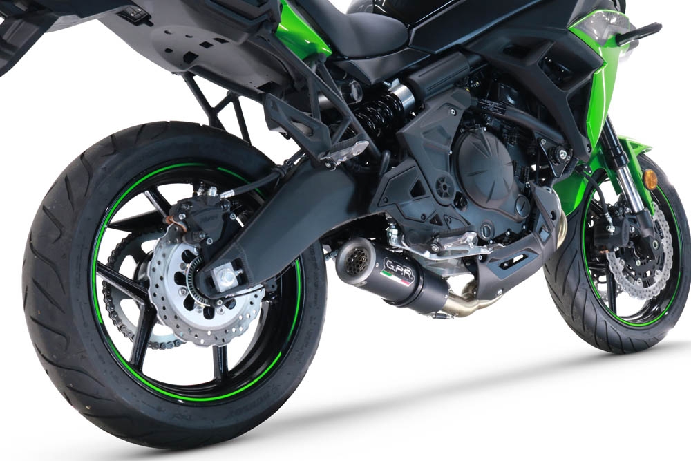 GPR exhaust compatible with  Kawasaki Versys 650 2021-2022, M3 Black Titanium, Homologated legal full system exhaust, including removable db killer and catalyst 