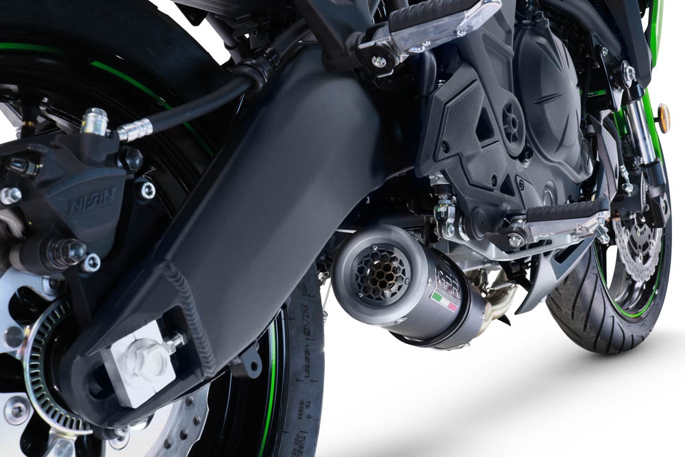 GPR exhaust compatible with  Kawasaki Versys 650 2021-2022, M3 Black Titanium, Homologated legal full system exhaust, including removable db killer and catalyst 