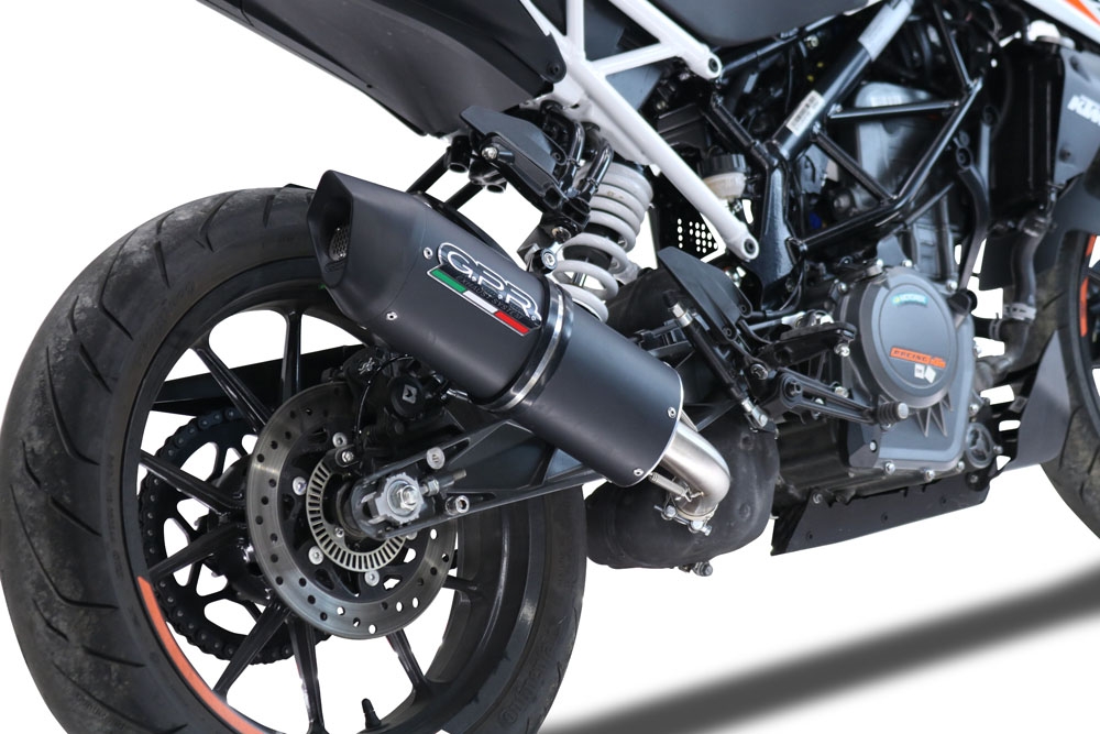 GPR exhaust compatible with  Ktm Duke 125 2021-2023, Furore Evo4 Nero, Homologated legal slip-on exhaust including removable db killer and link pipe 